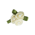 Pretty 3 Pearls Cream Ribbon Roses Trims for Clothing and Accessory Embellishment - Pack of 20