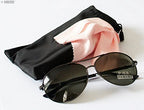 Protective case for polarised aviator sunglasses included.