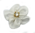 Pack of 20 white satin ribbon and diamante flower trims