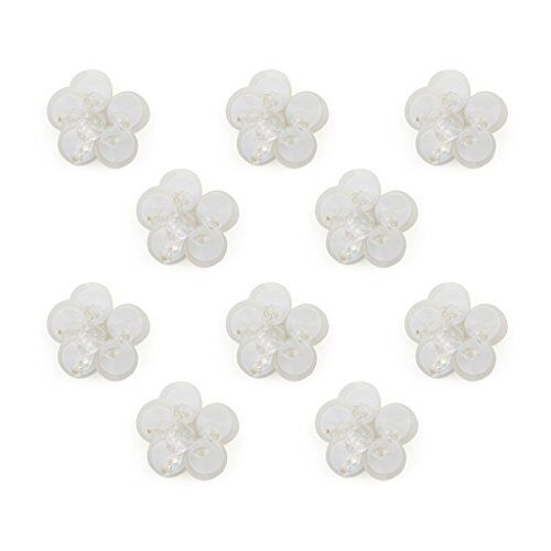 Pack of 10 white flower sew-on trims with crystal beads.