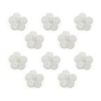 Pack of 10 white flower sew-on trims with crystal beads.