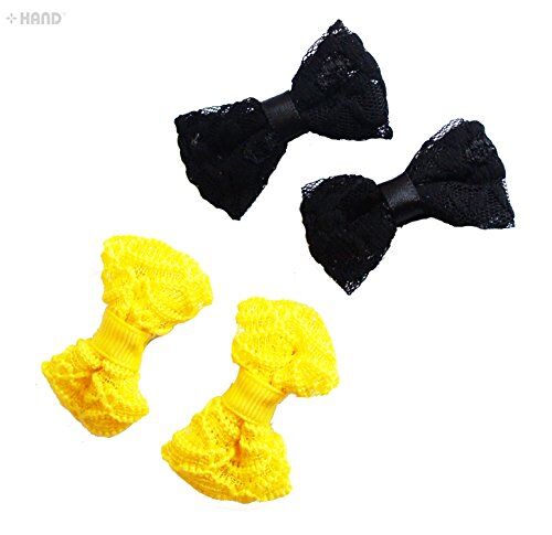 Assorted colours of lace bow alligator hair clips displayed together.