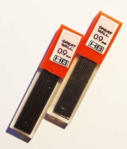 Pack of 2 HB automatic pencil lead refills in 0.9mm size.