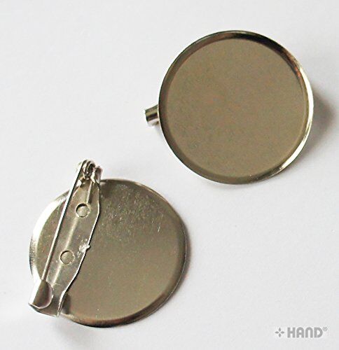 Pack of 50 name badge pins displayed on a table