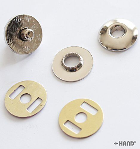 Close-up of silver magnetic clasp showing eyelet design.