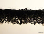 Close-up of decorative black rabbit fur lace trim
