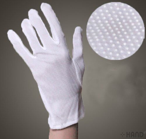 10 pairs of premium non-slip cotton work gloves displayed