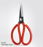 Close-up of 8 inch scissors with sharp blades and ergonomic handles.