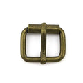 Pack of 10 small antique gold metal buckles displayed.