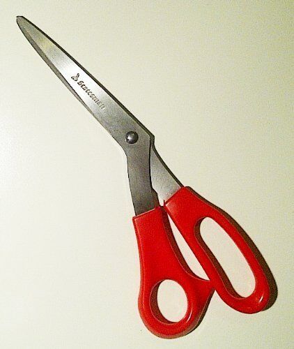 Left-handed scissors with 8-inch blades for precise cutting.