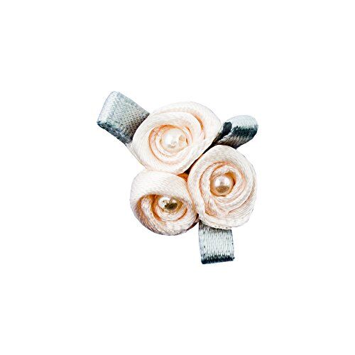 Pretty 3 Pearls Light Pink Ribbon Roses Trims for Clothing and Accessory Embellishment - Pack of 20