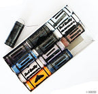 Twelve assorted colour spools of sewing thread displayed together.