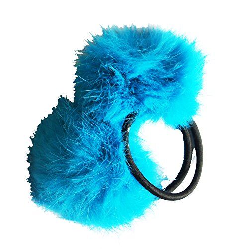 A Pair of Lovely Pom Pom Hair Bands, Decorative Pom Poms w/Band - 2 (Sea Blue)