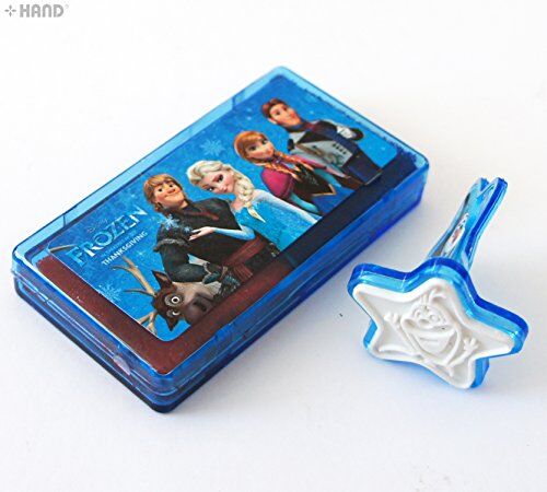 Packaging of the Disney Frozen rubber stamp set displayed.