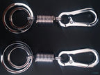 Close-up of the all metal design of the double key rings
