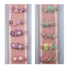 Hairclip barrette with pearlescent beads and flowers
