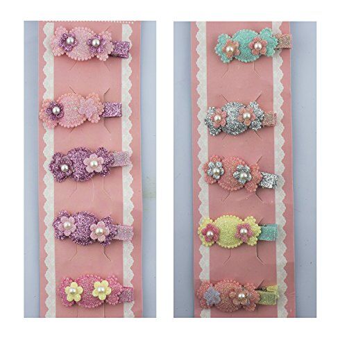 Hairclip barrette with pearlescent beads and flowers