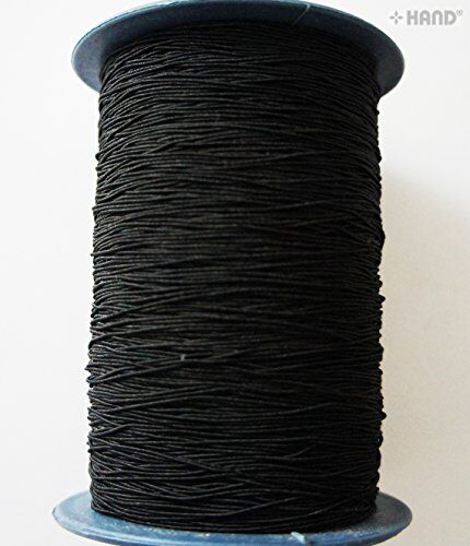 Close-up of 1mm black shirring elastic showing texture