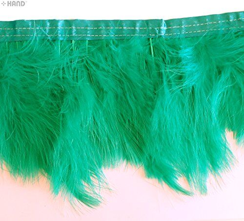 GS Fascinators, Hats, Goose Feather Fringe Trim 15cmW - 1 meter (GS05 Green)