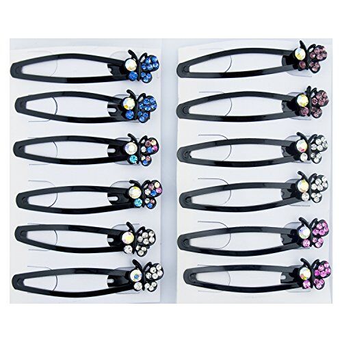 Stylish Crystal Butterfly Hair Clips Barrettes - Pack of 3 Pairs