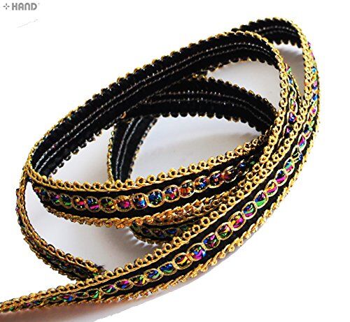 10 m Elegant Black and Gold/Silver Craft DIY Party Ribbon Trim - Assorted Colours and Styles (NO.FBGCT04 Black Gold and Colour 10mm)