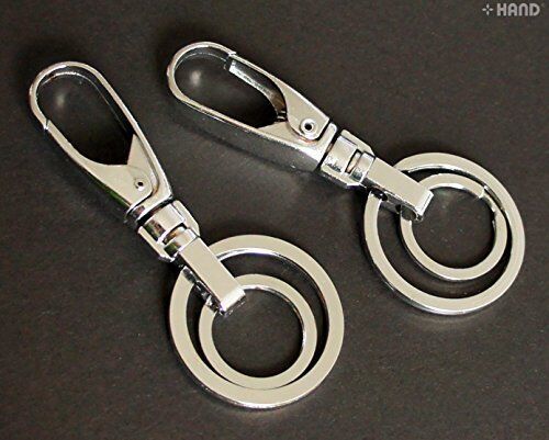 Close-up of a NO.4 solid all metal double key ring and buckle.