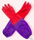 Pair of soft rubber cleaning gloves with a brushed fabric lining