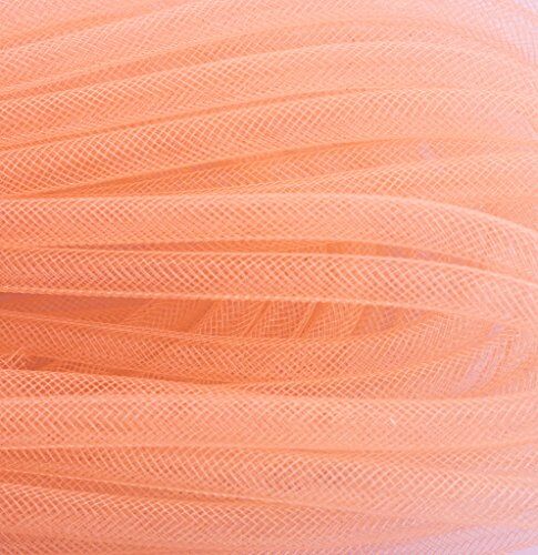 Pale salmon pink 8mm tubular crin trim displayed in a roll.