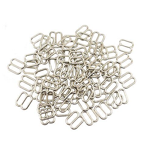 Pack of 50 metal lingerie sliders displayed on a white background.