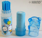 Close-up of the teddy bear eraser showcasing its cute design