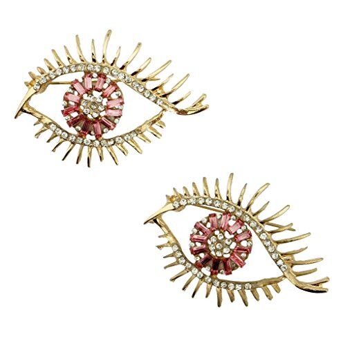 Elegant pink crystal brooch with clear rhinestones