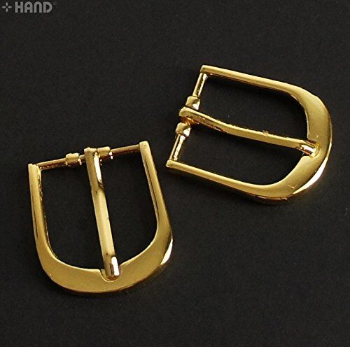 Pack of 10 polished gold tone D shape buckles on display