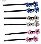 CHP Beautiful Shiny Diamante Crystal Assorted Designs and Colours Hair Pins for All Ages - Pack of 3 Pairs (CHP04)