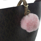 Large Pink Fluffy Pompom with Lobster Clasp and Keyring Bag Pendant Key Charm