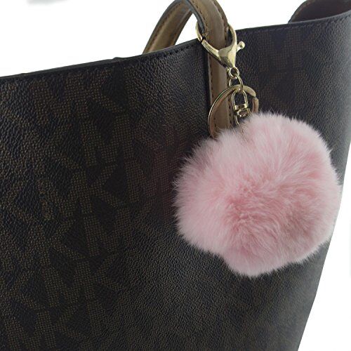 Large Pink Fluffy Pompom with Lobster Clasp and Keyring Bag Pendant Key Charm
