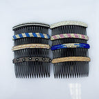 Assorted designs of diamante hair comb barrettes in pack.