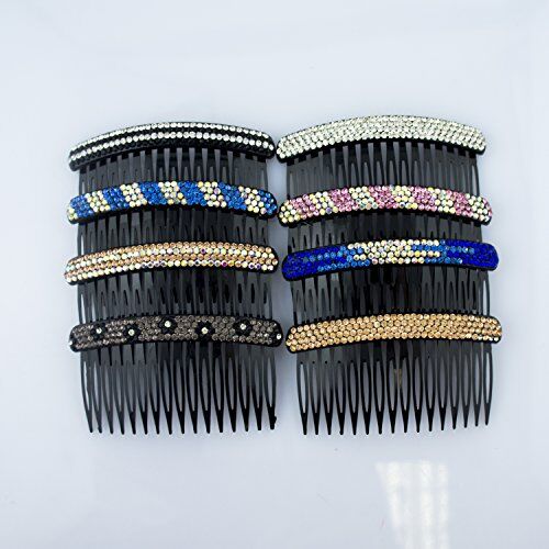 Assorted designs of diamante hair comb barrettes in pack.