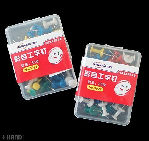 Two packs of colourful drawing board pins ready for use in crafting.