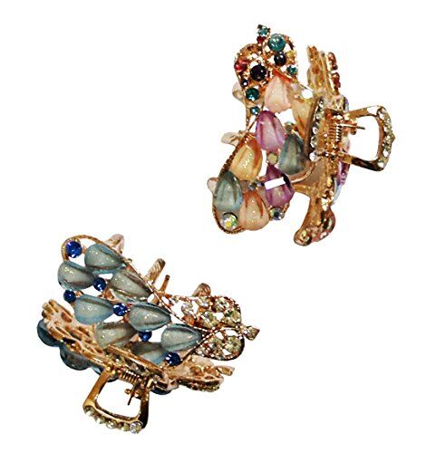 Two elegant small hair clips in assorted colours on display.