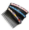 Assorted colours of elegant plastic hair slide combs with rhinestones.