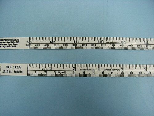 Close-up of the easy-to-read tailors tape measure with clear measurements.