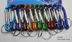 Carabiner hooks displayed with key rings for organisation