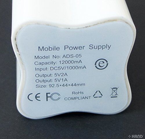 Close-up of the power bank's USB ports and design