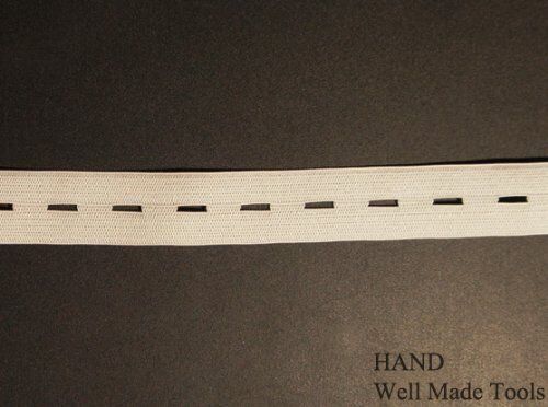 Elastic being used to finish a fabric edge neatly