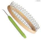 Knitting loom set displayed with warm accessories