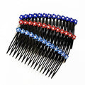 Assorted colour plastic hair slide comb with rhinestones