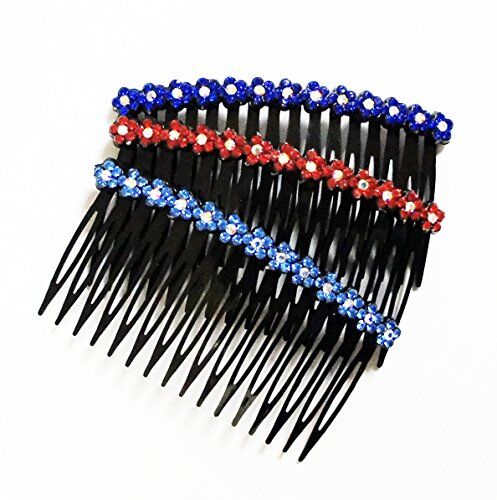 Assorted colour plastic hair slide comb with rhinestones