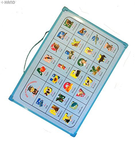 Children Colourful Dry Erase Magnetic White/Alphabet Board with Marker, Eraser and Magnets (Large Girls 50x35)