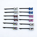 Stylish Bow Tie Crystal Hairpin Barrettes - Pack of 2 Pairs