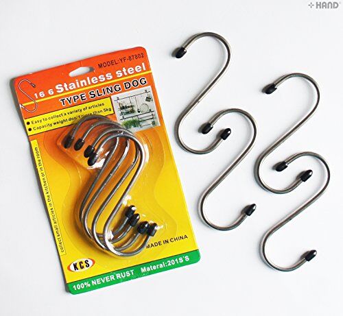 Pack of 8 stainless steel S-hooks with rubber ends